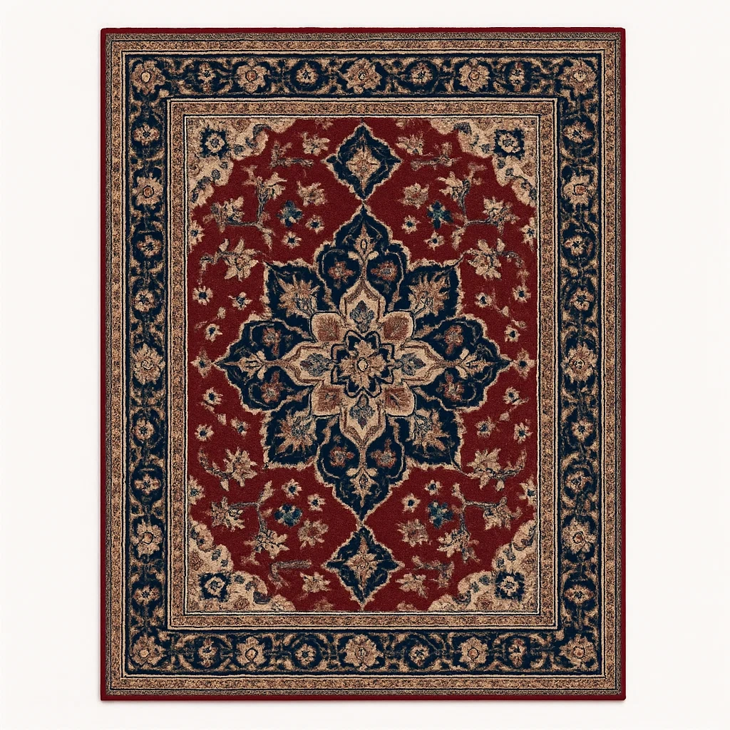 Alfombra Polipropileno Rojo y Beige Rectangular-LIVCRAFTO