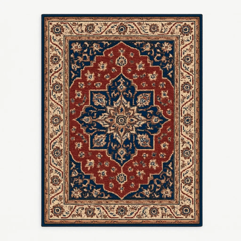 Alfombra Polipropileno Rojo y Azul Rectangular-LIVCRAFTO