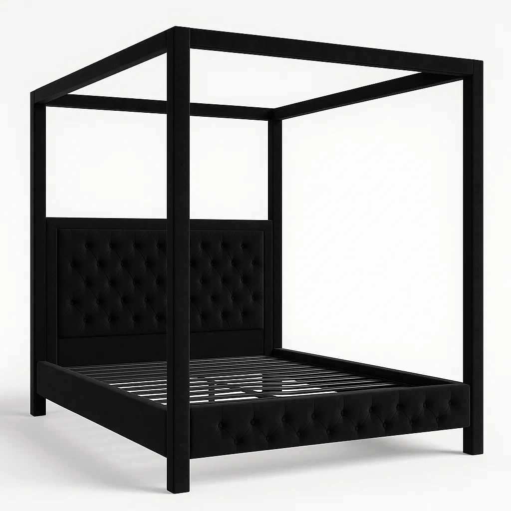 Cama con dosel Terciopelo Negro 200x180x220 cm-LIVCRAFTO