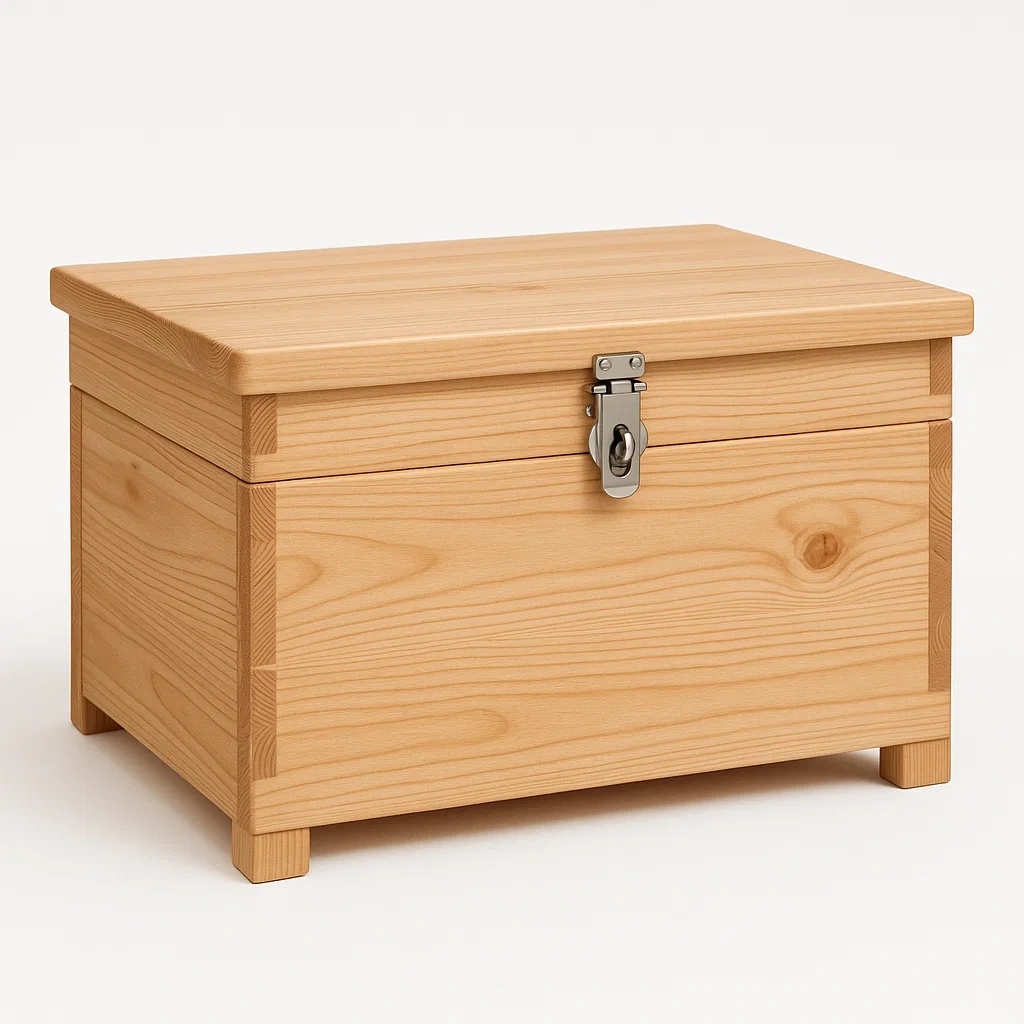 Baúl de almacenamiento Madera con Cierre Metálico 40x30x25 cm-LIVCRAFTO