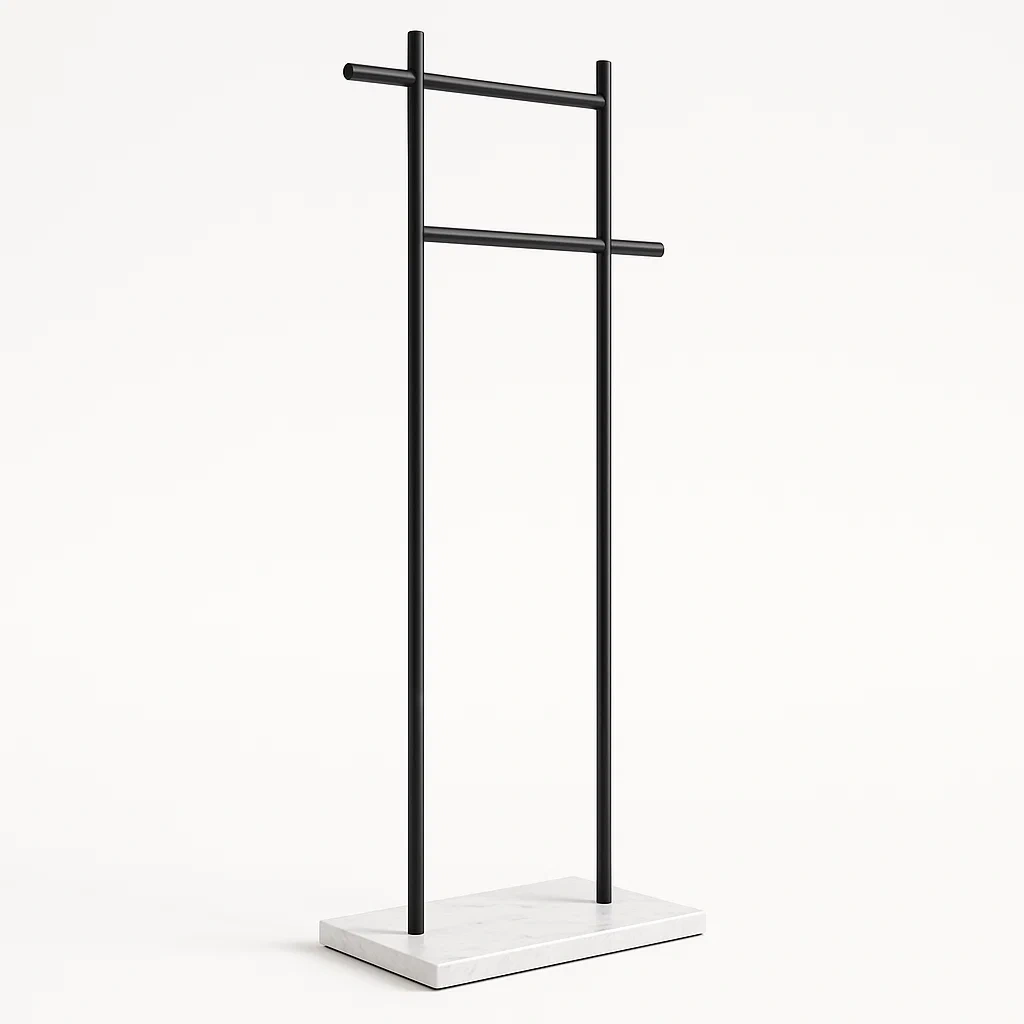 Perchero Metal Negro con Base de Mármol 150x60x30 cm-LIVCRAFTO