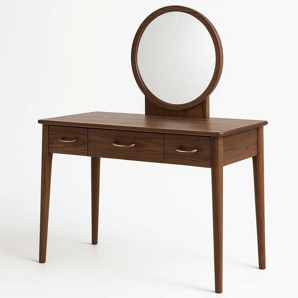 Tocador Madera de Nogal con Espejo y Cajones-LIVCRAFTO