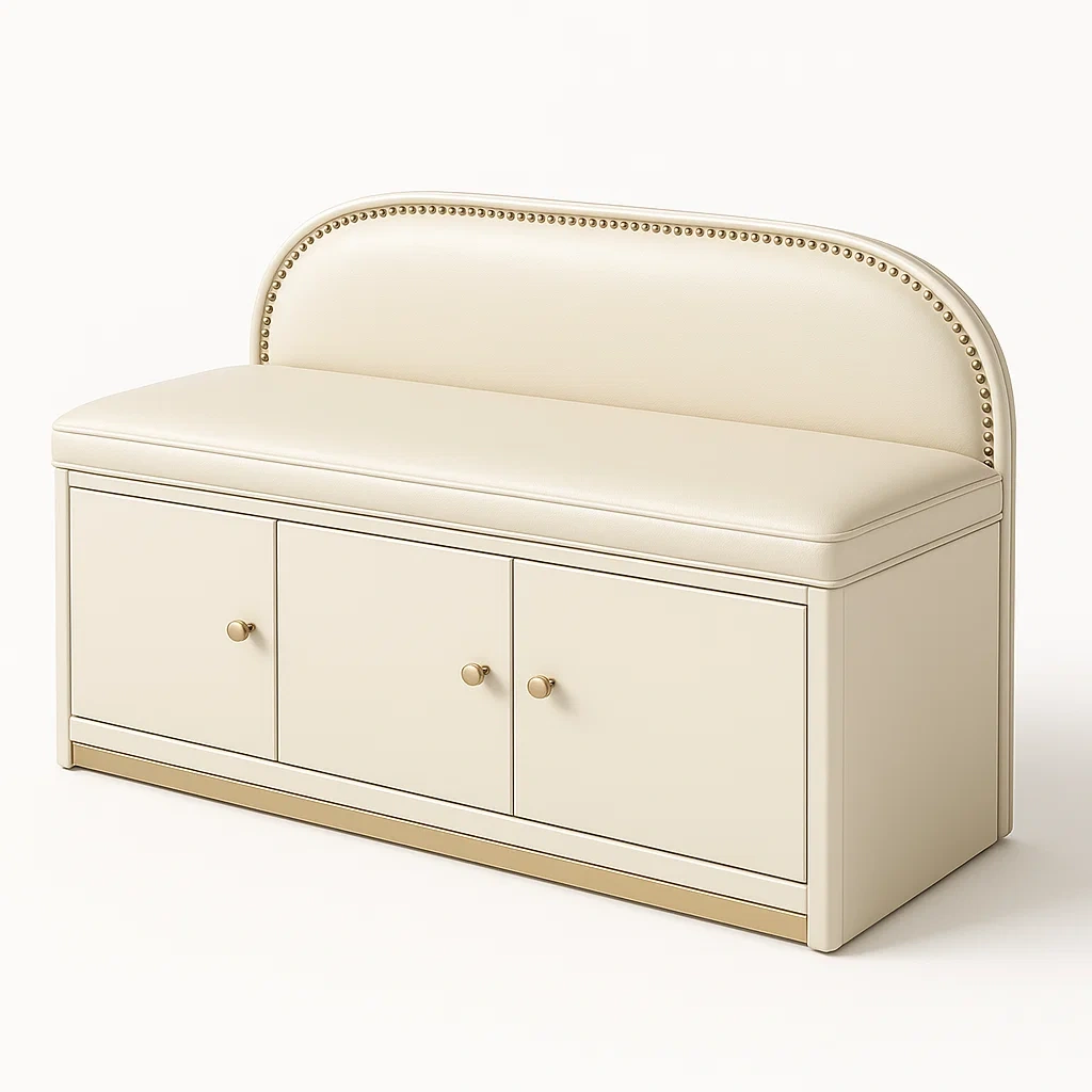 Banco de almacenamiento Beige con Tapicería de PU-LIVCRAFTO