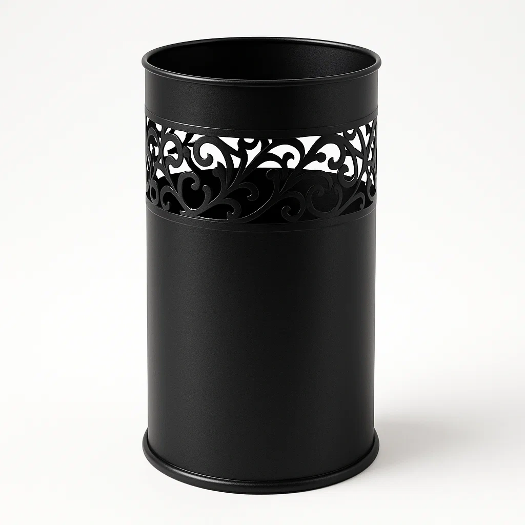Papelera Acero Negro con Diseño Calado-LIVCRAFTO