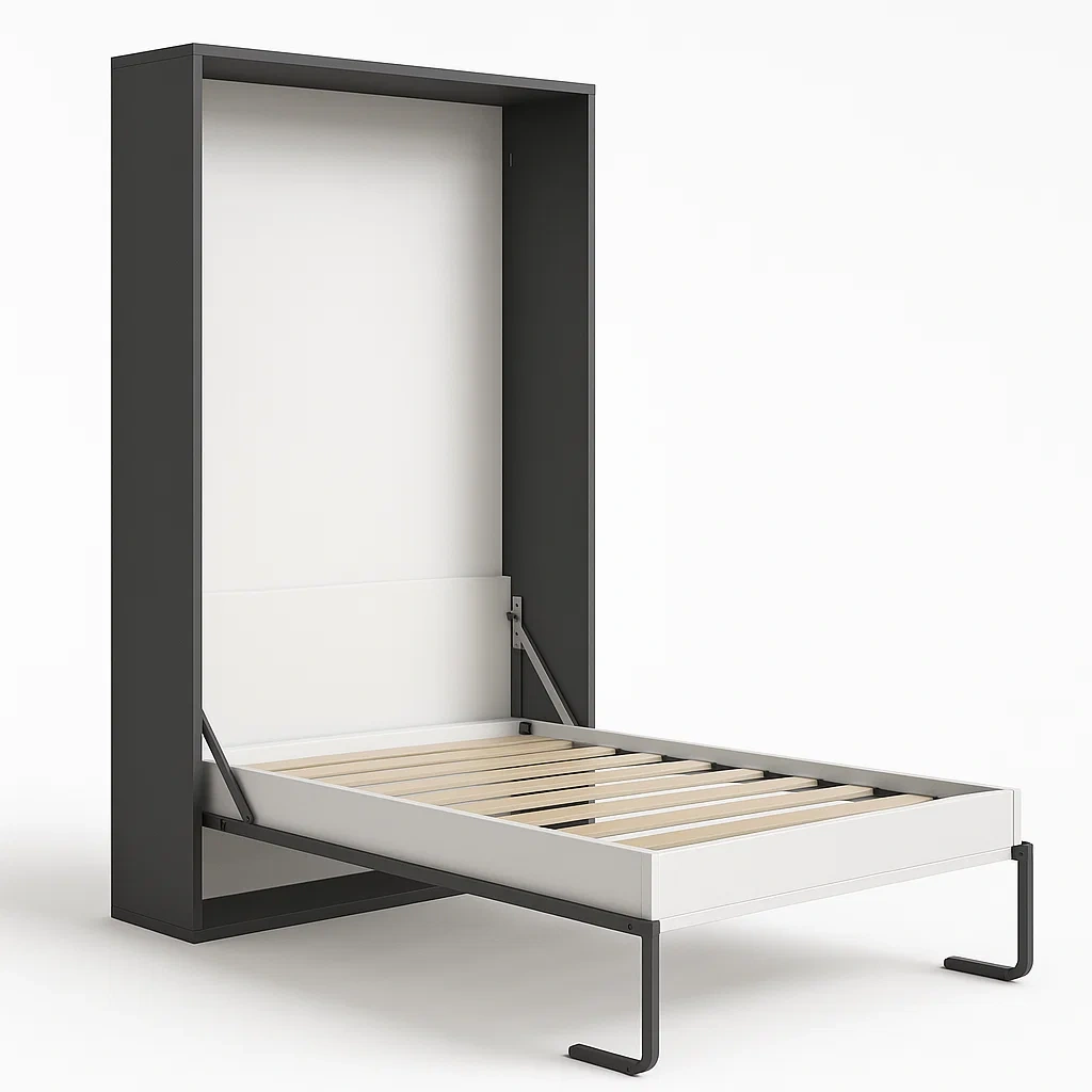 Cama abatible individual Madera Blanco y Negro-LIVCRAFTO