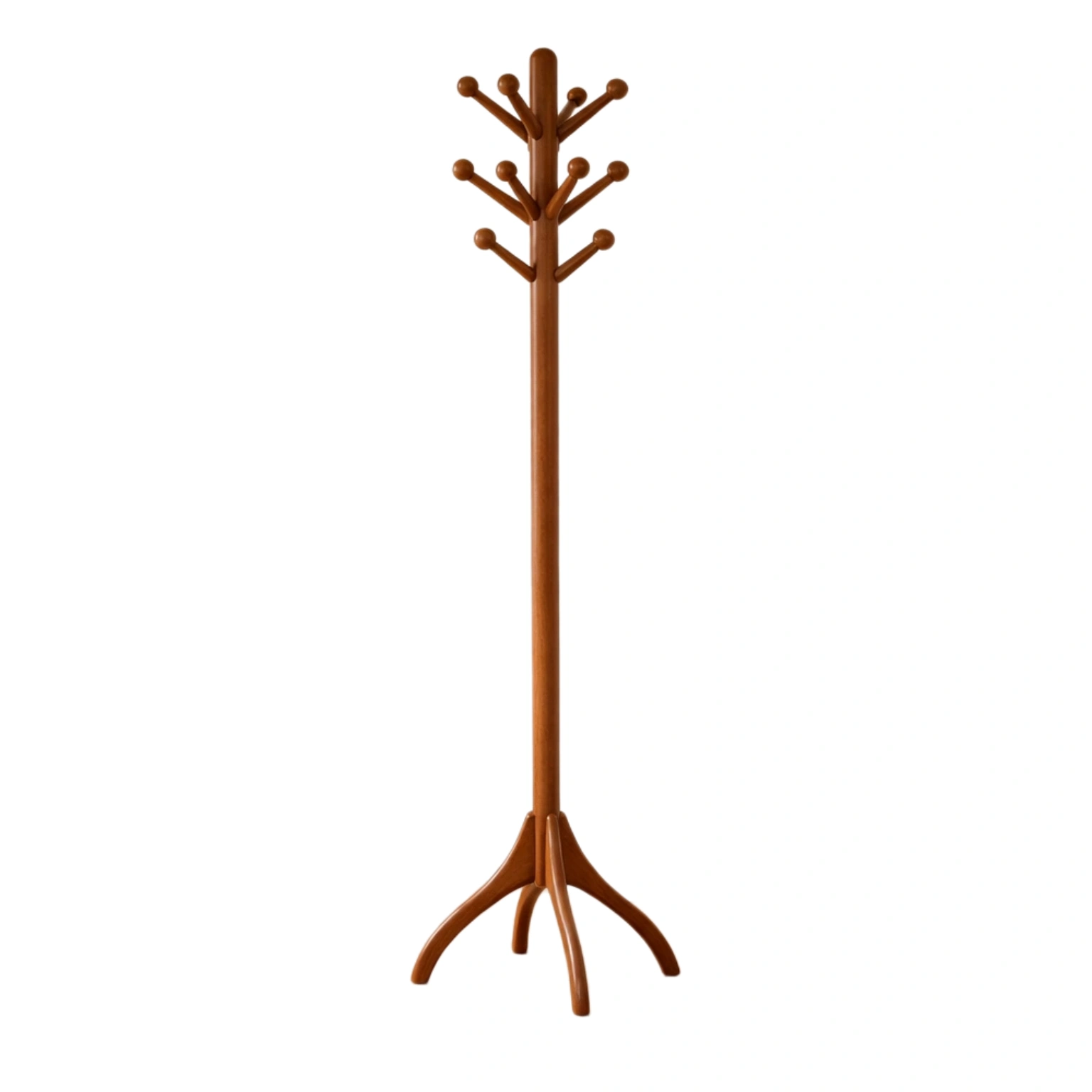 Perchero de Pie Madera Haya Marrón-LIVCRAFTO