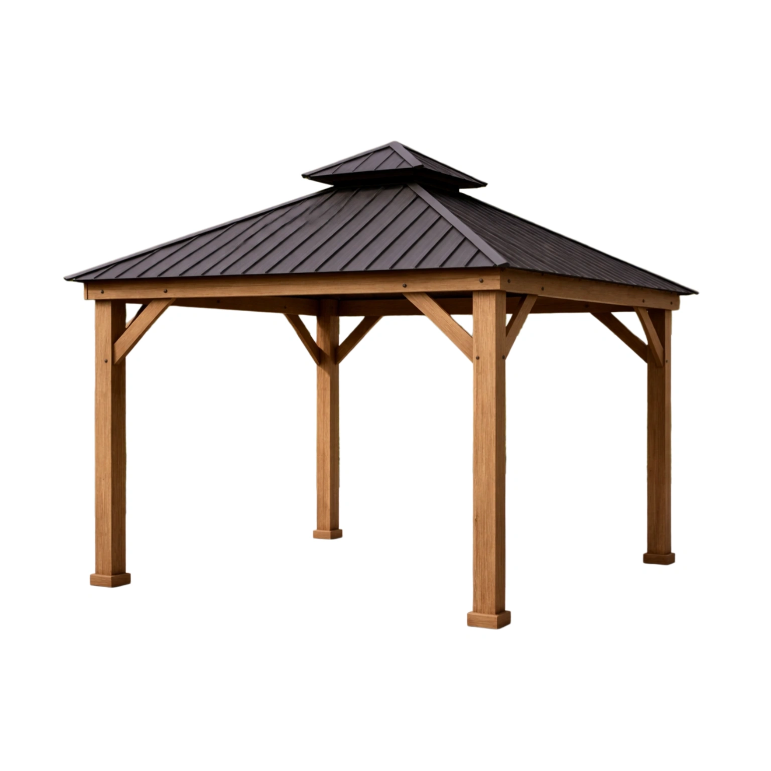 Gazebo de madera y metal galvanizado negro-homecottony