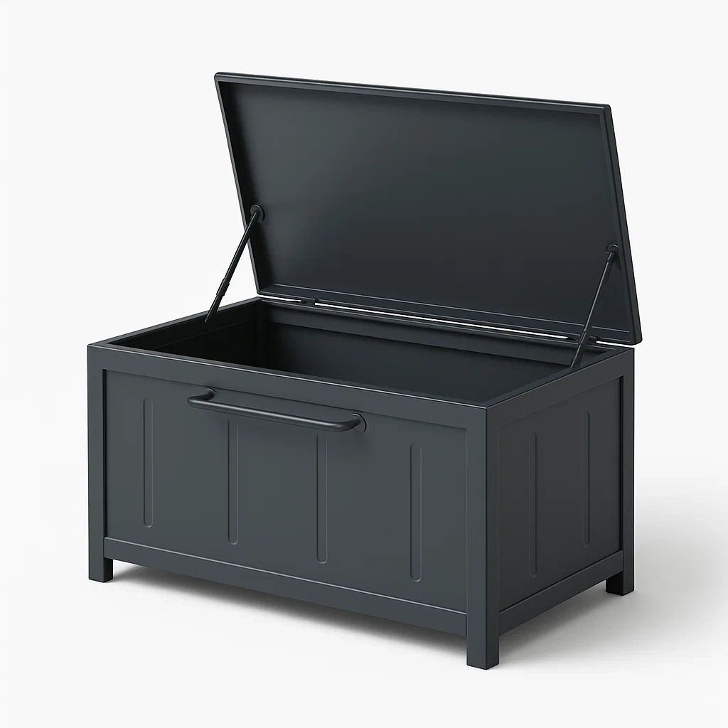 Baúl de almacenamiento de metal negro 100x50x55 cm-Furnnestle