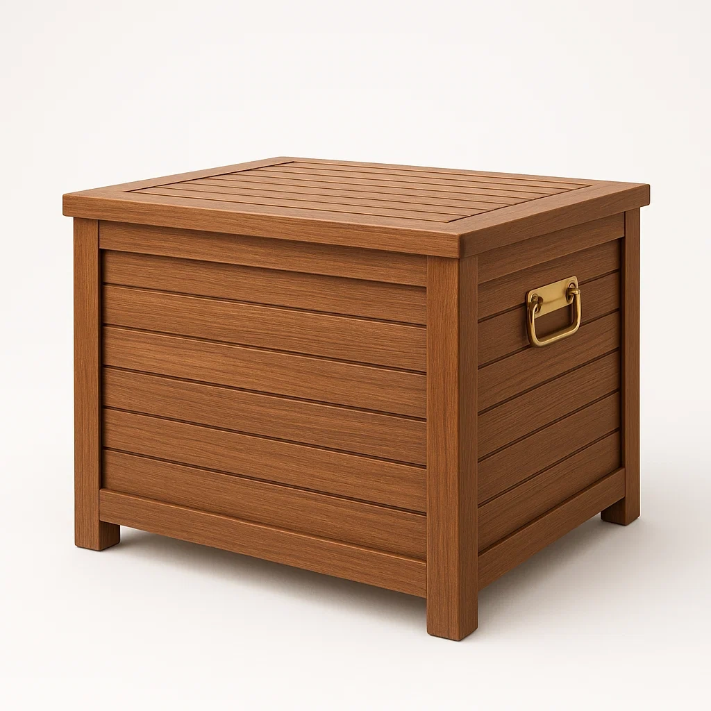 Baúl de almacenamiento de madera de acacia marrón 60x40x45 cm-Furnnestle