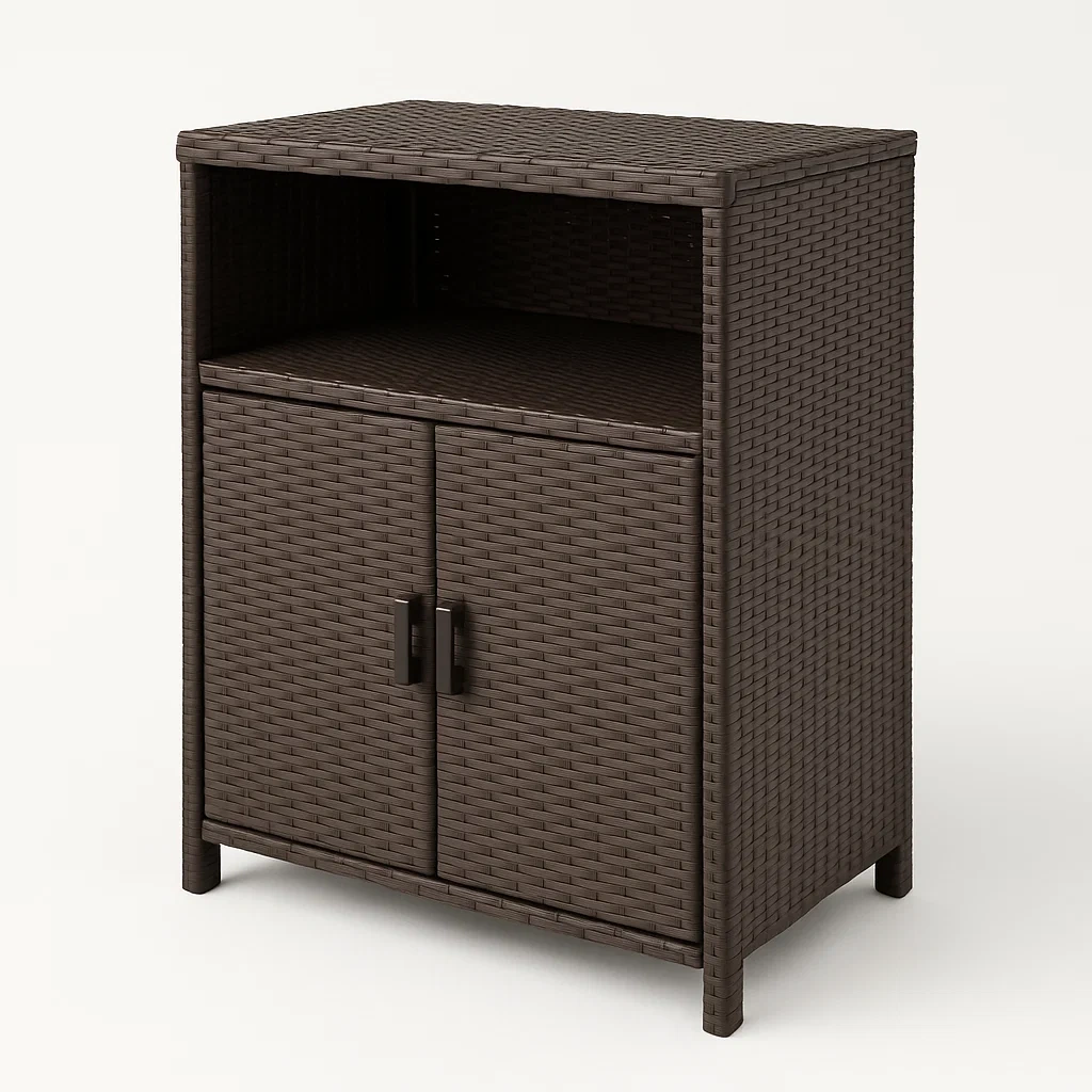 Armario de almacenamiento de mimbre sintético marrón-Furnnestle