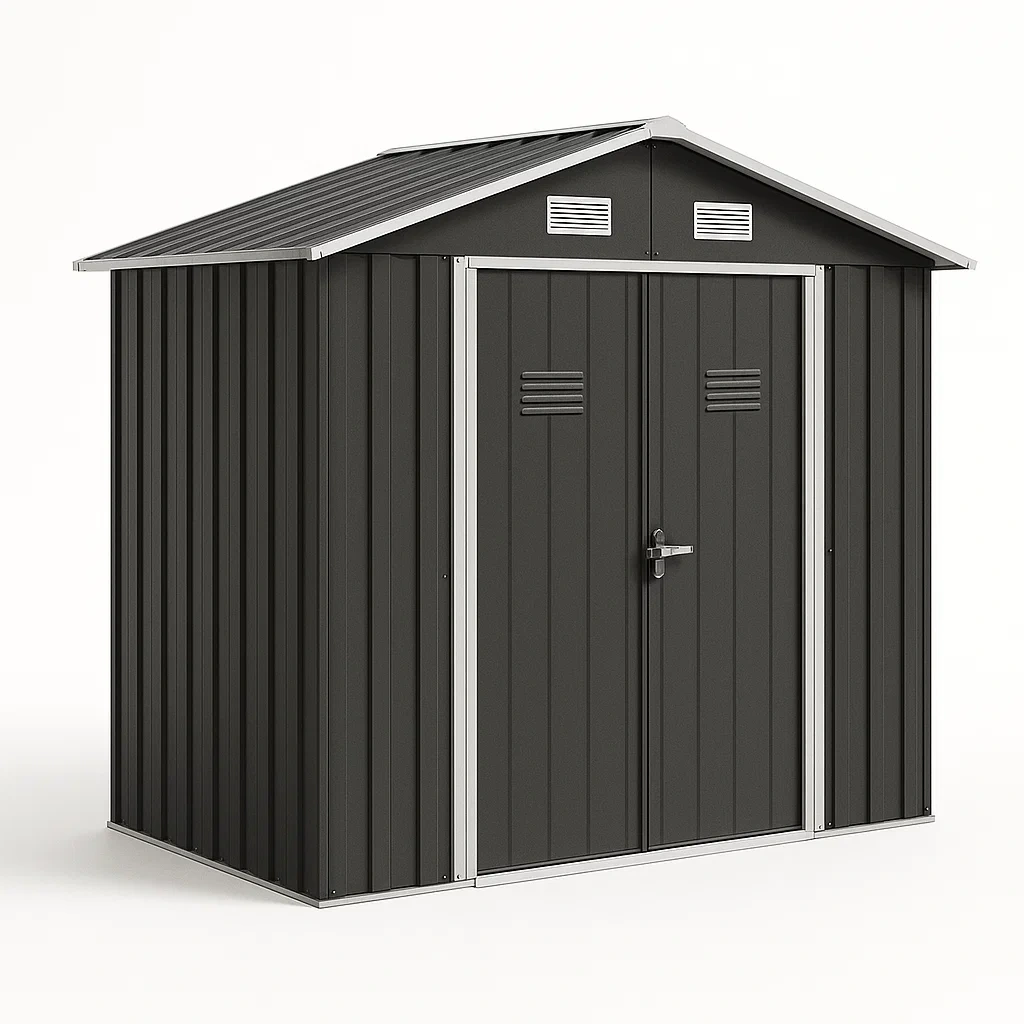 Cobertizo de jardín de metal galvanizado gris 213x127x185 cm-Furnnestle