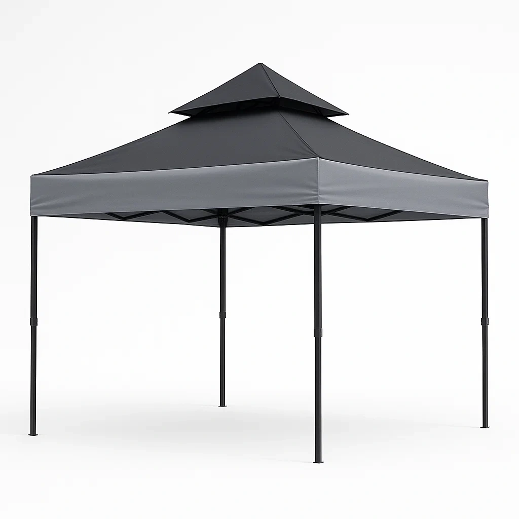 Carpa Plegable de poliéster con estructura de acero negro y gris-Furnnestle