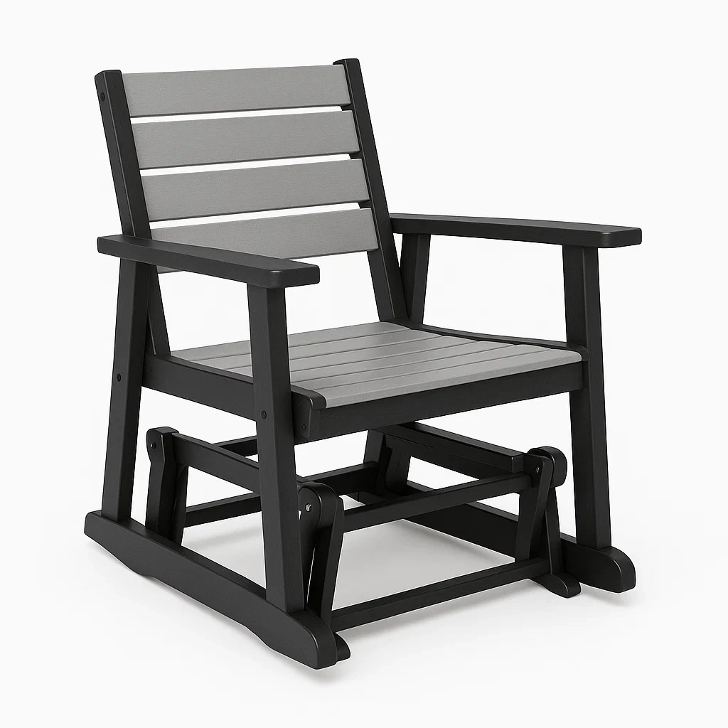 Mecedora de polietileno HDPE gris negro-Furnnestle