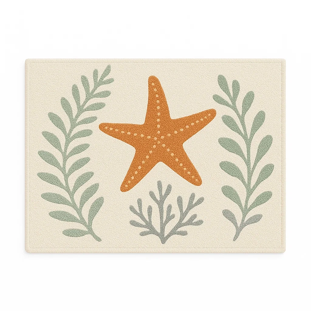 Alfombra Poliéster Beige Motivo de Estrella de Mar-FURNMIX