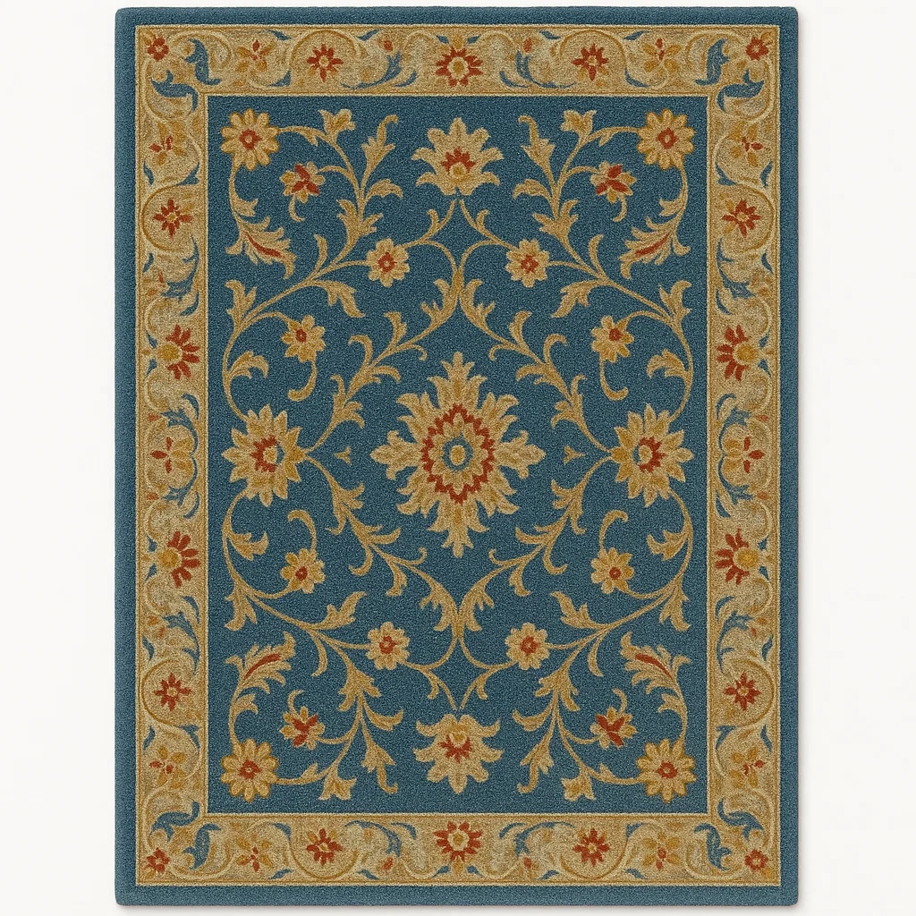 Alfombra Polipropileno Azul Oro y Rojo Rectangular-FURNMIX