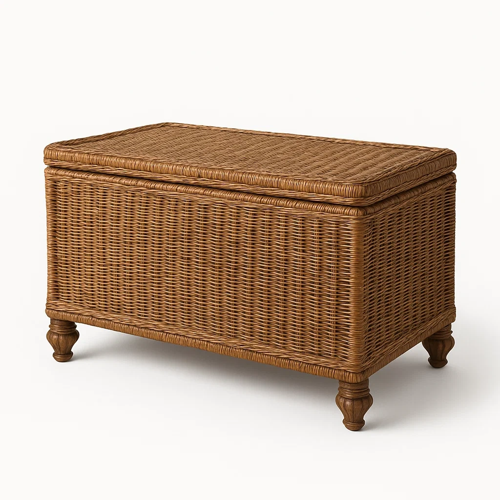 Baúl de almacenamiento Ratán Marrón 90x50x50 cm-FURNMIX