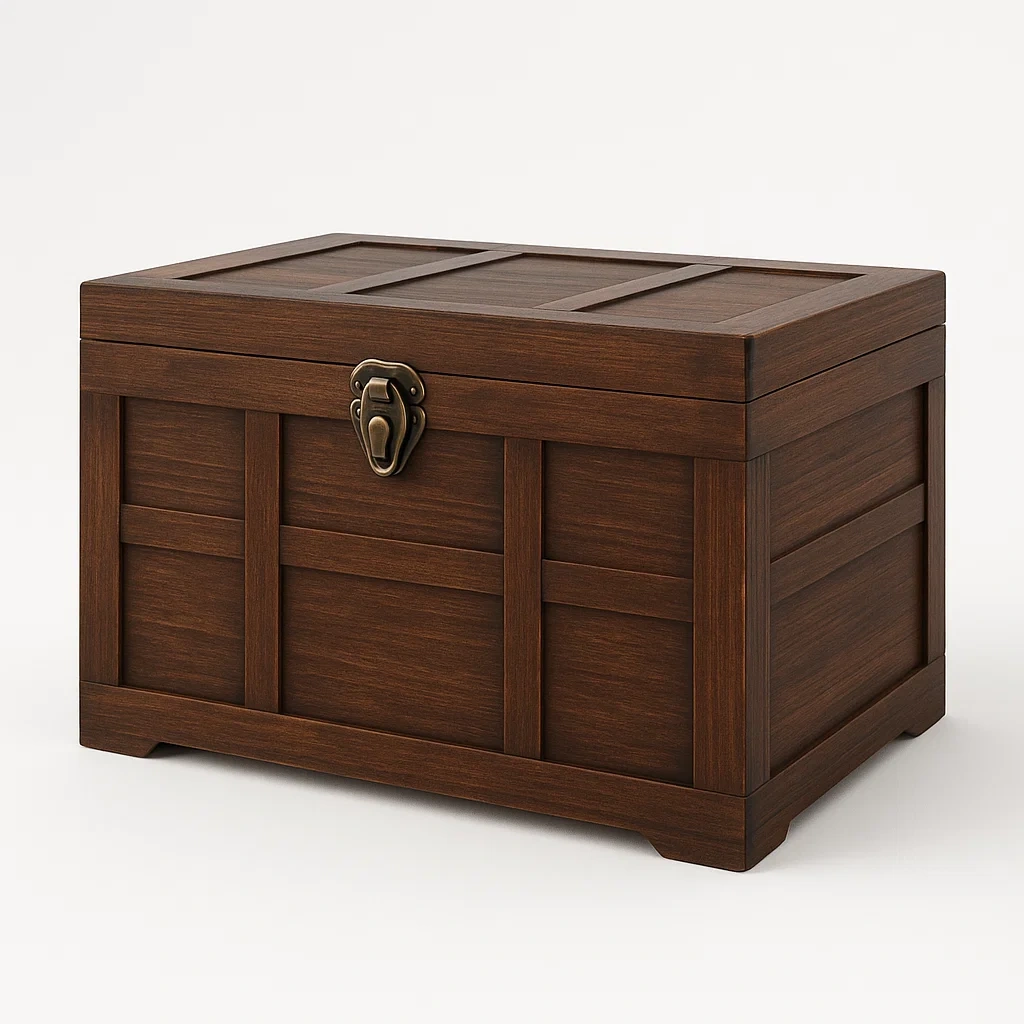 Baúl de almacenamiento Madera de Nogal con Herrajes Metálicos 60x40x45 cm-FURNMIX