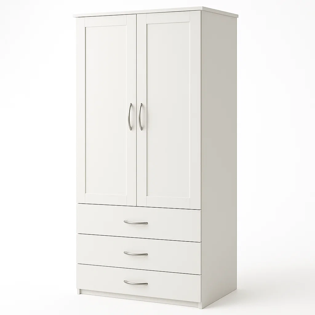 Armario MDF Blanco 2 Puertas y 3 Cajones-FURNMIX