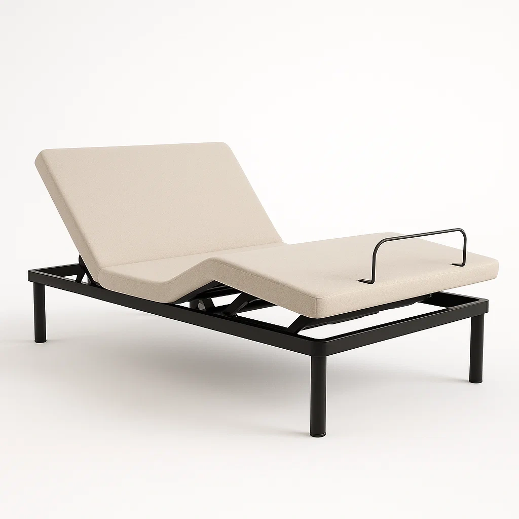 Cama ajustable Eléctrica Acero y Poliéster Beige-FURNMIX
