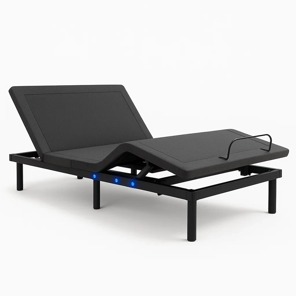 Cama ajustable Eléctrica de Metal y Tela Gris-FURNMIX