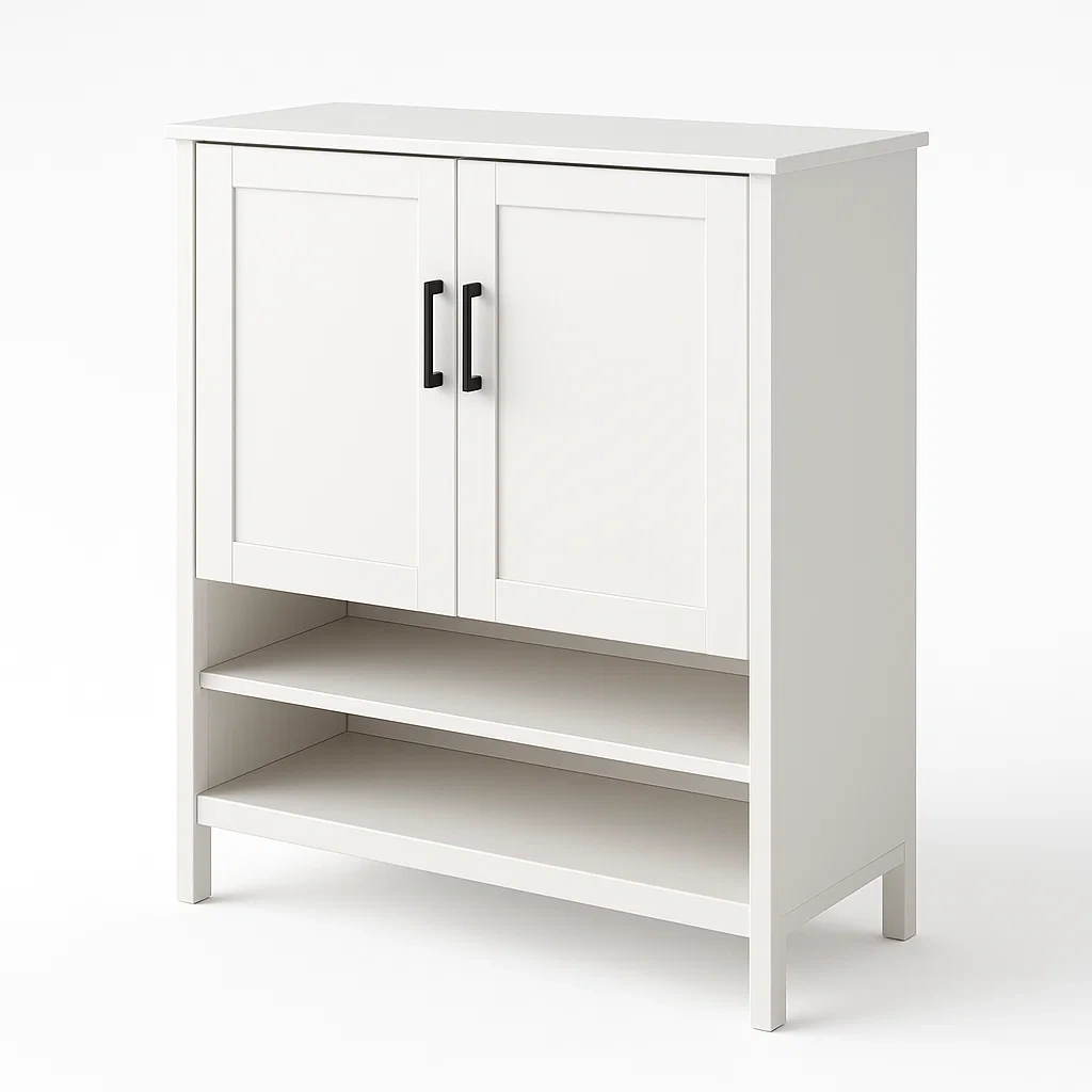 Armario de almacenamiento MDF con Puertas Blancas-FURNMIX