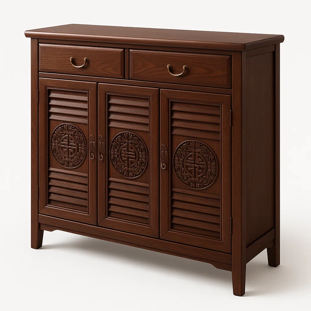 Armario de almacenamiento Madera con Tallado de 2 Cajones y 3 Puertas-FURNMIX