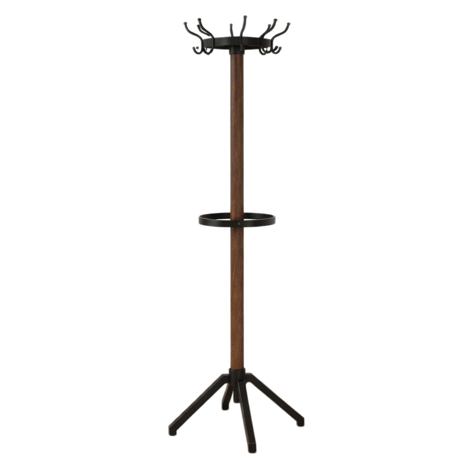 Perchero de Pie Madera y Metal con Base de Cuatro Patas-FURNMIX