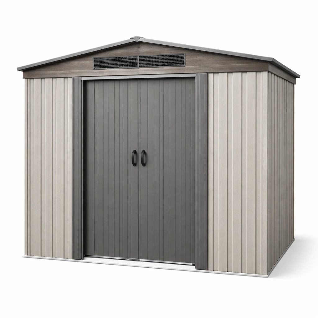 Cobertizo de jardín de metal gris y beige-De Coico