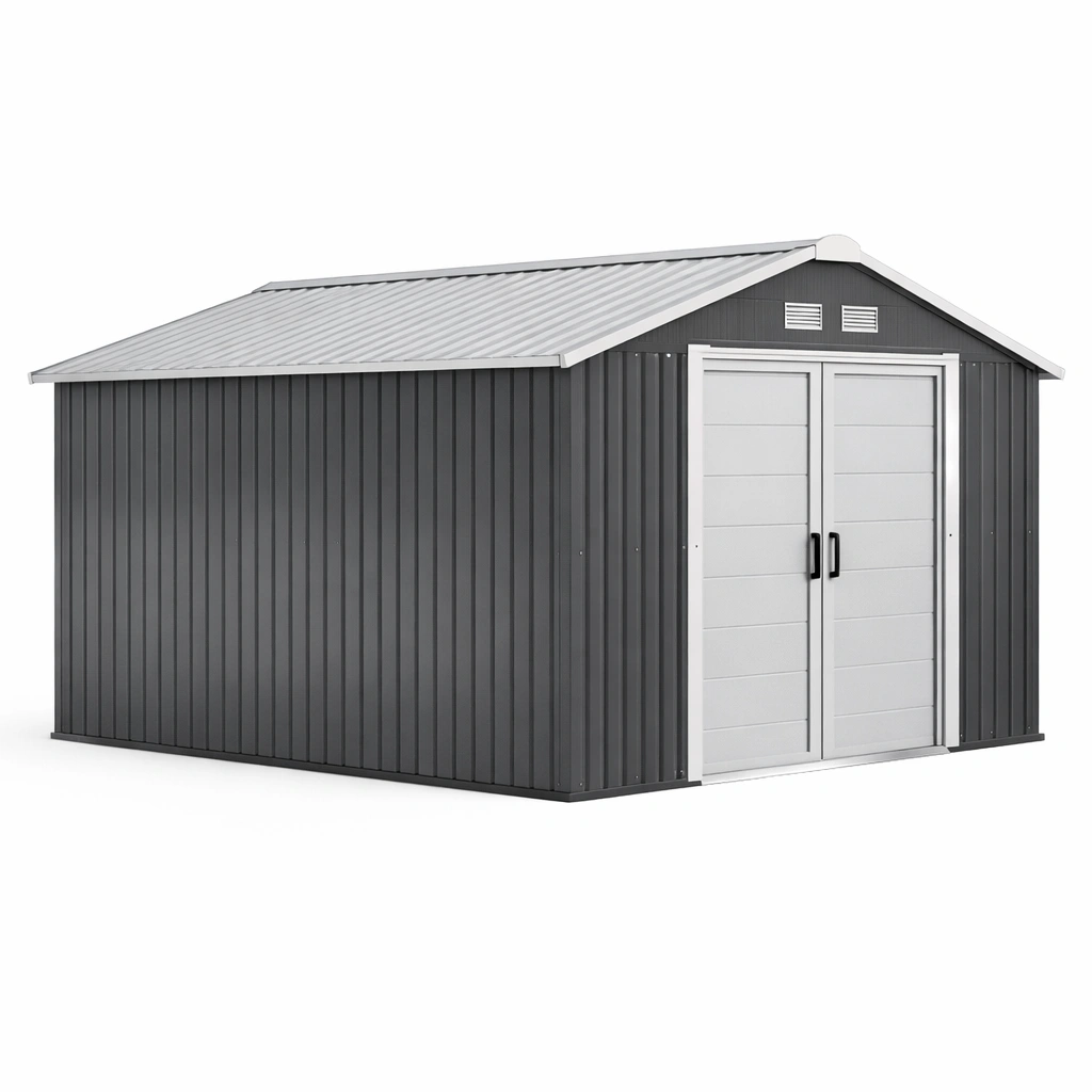 Cobertizo de jardín de acero galvanizado 277x191x192cm gris-De Coico