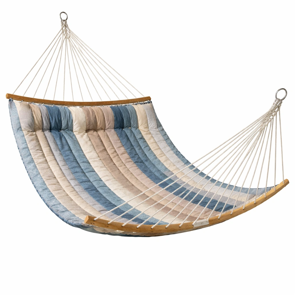 Hamaca de algodón a rayas con barra de madera-De Coico