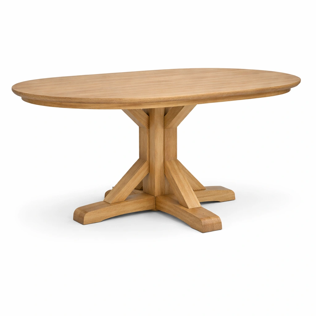 Mesa ovalada de madera de roble-De Coico