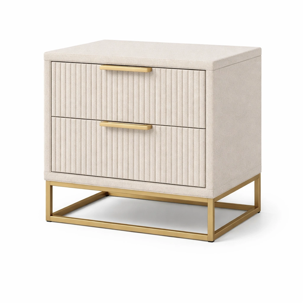 Mesita de noche de madera y metal con 2 cajones-De Coico