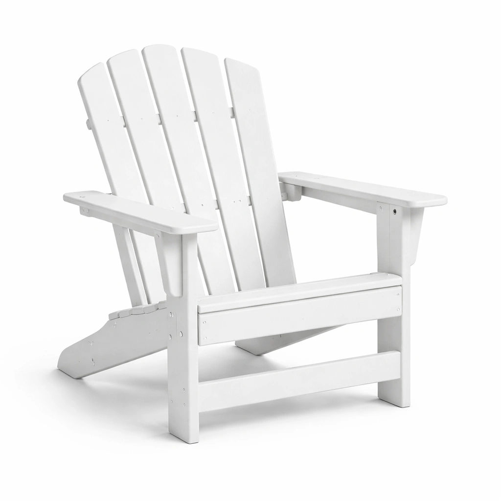 Silla adirondack de madera plástica reciclada blanca para exterior-De Coico