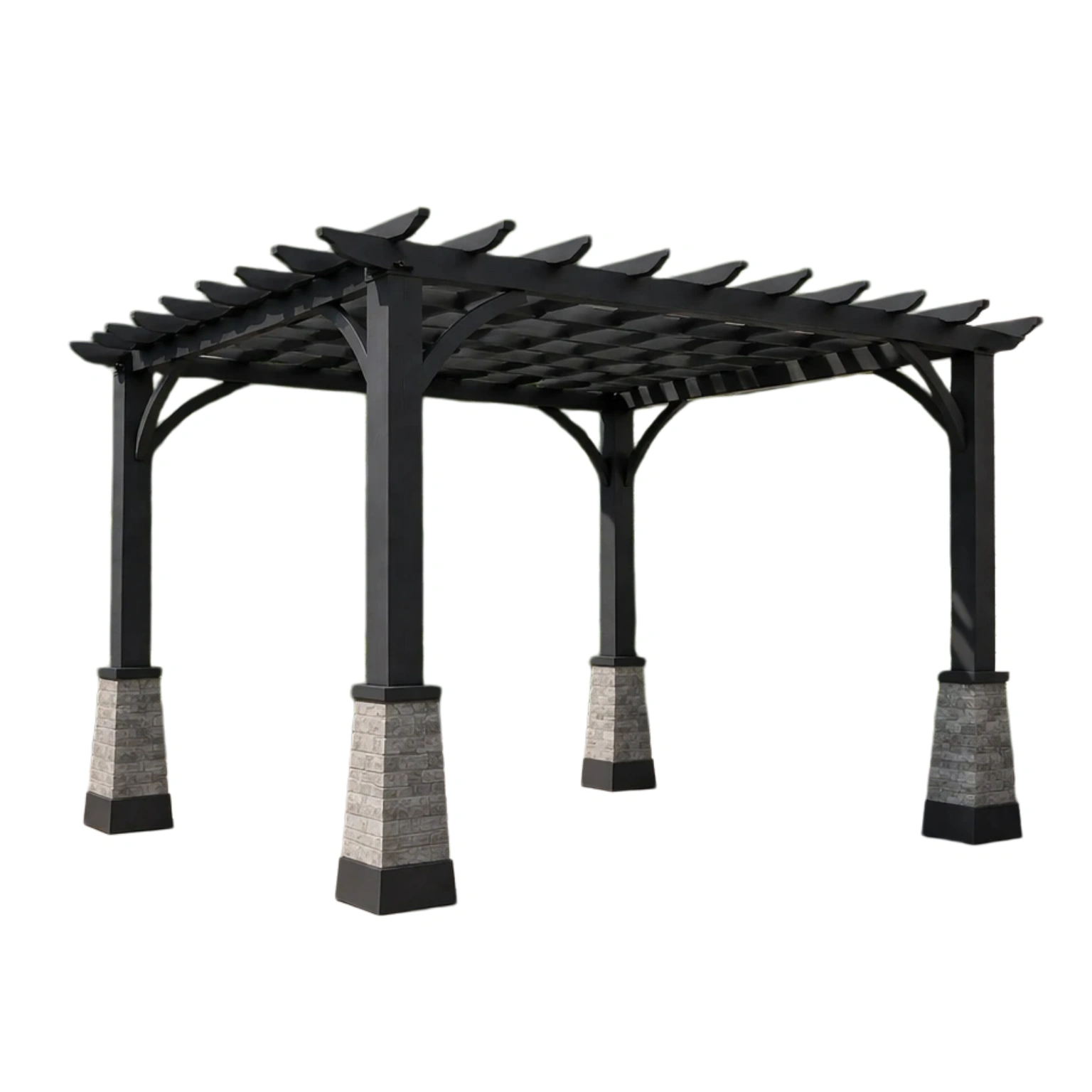 Pérgola de metal con base de piedras decorativas-De Coico