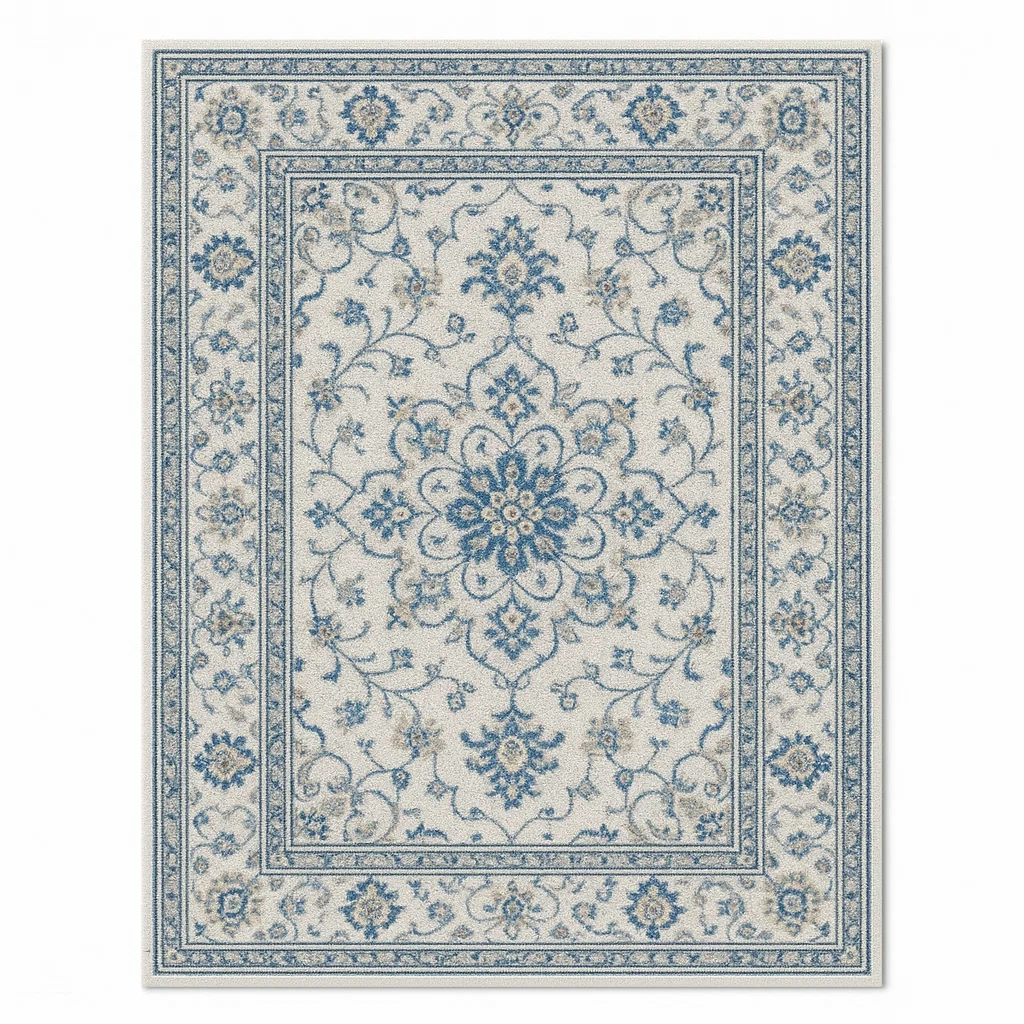 Alfombra Polipropileno Azul y Blanco Rectangular-Homcrafty