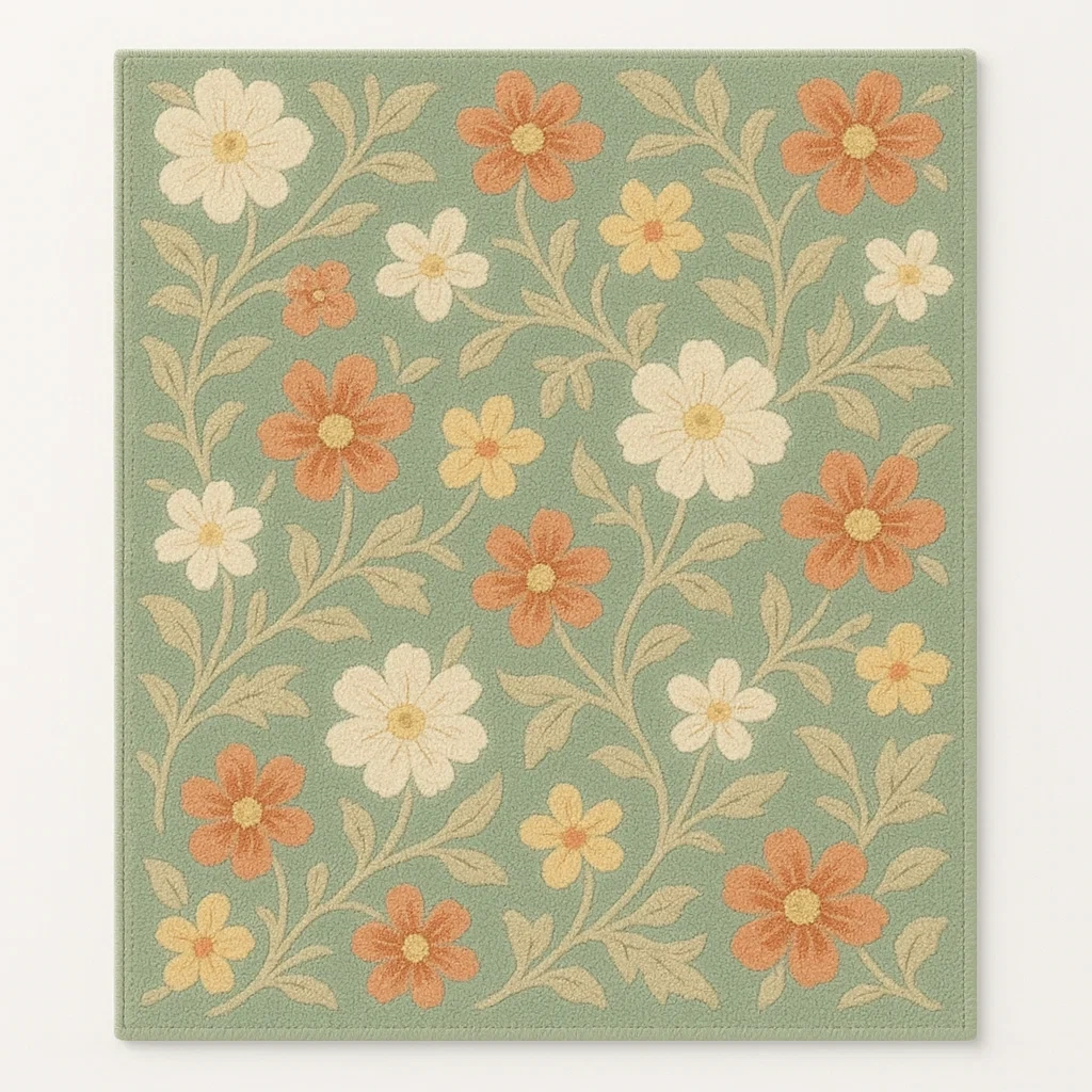 Alfombra Poliéster Estampado Floral Multicolor-Homcrafty