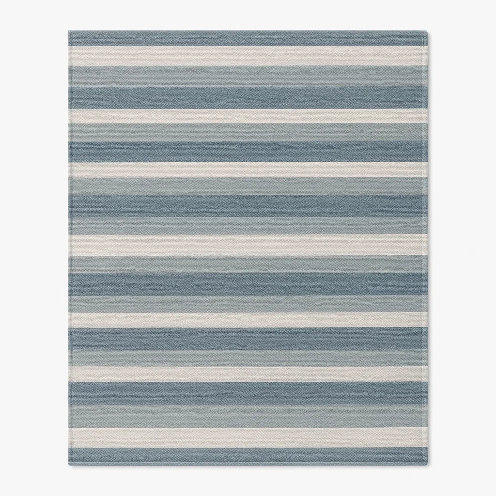 Alfombra Tela a Rayas Azul y Crema Rectangular-Homcrafty