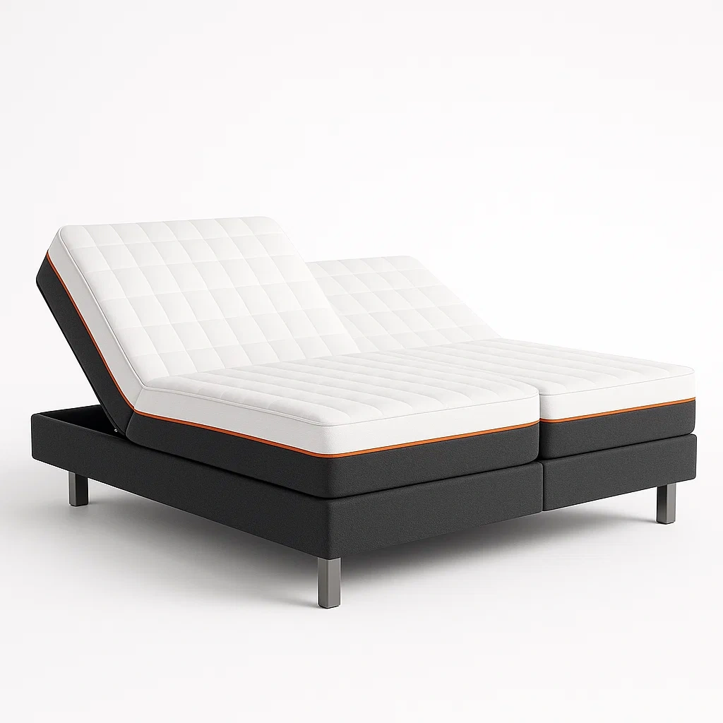 Cama ajustable con Colchón Viscoelástico y Estructura de Acero Blanco y Negro-Homcrafty