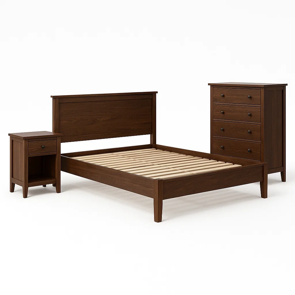 Conjunto de dormitorio Madera Nogal-Homcrafty