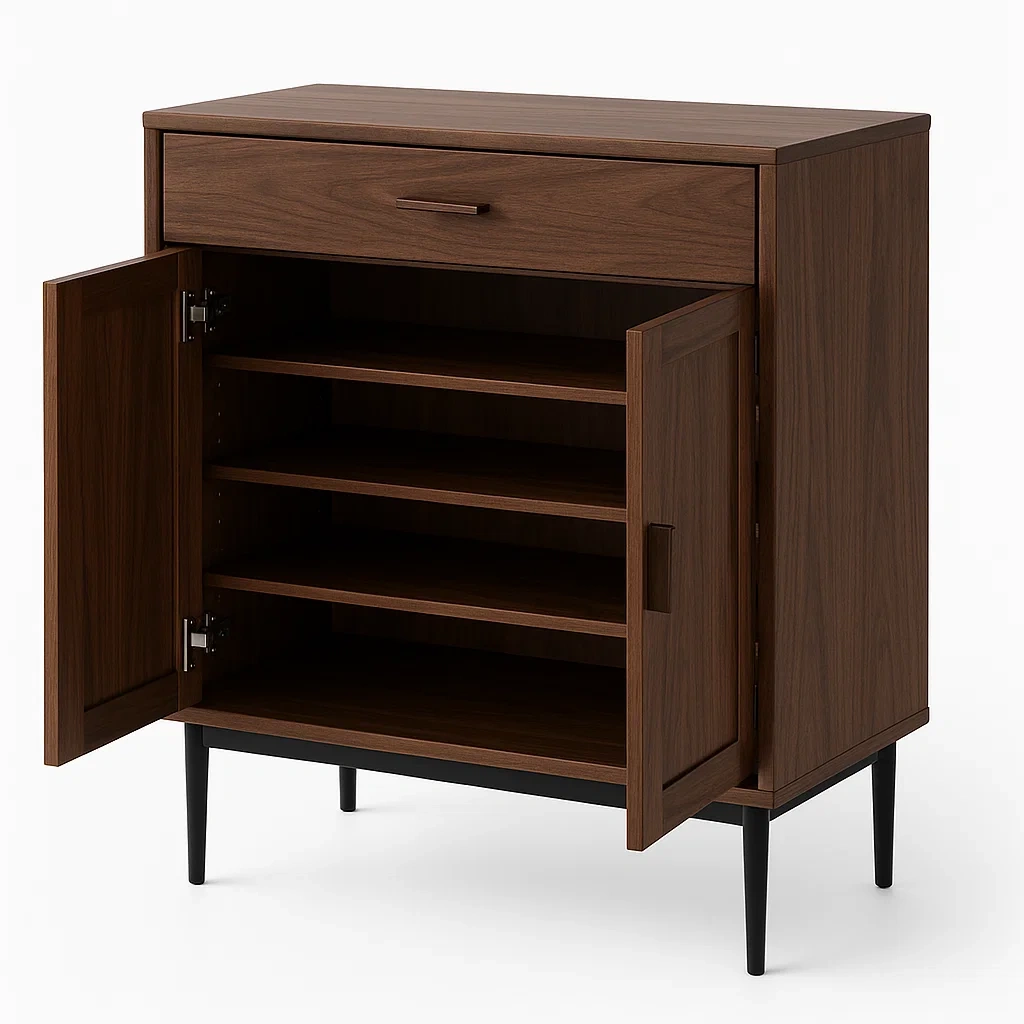 Armario de almacenamiento Madera Marrón con Puertas y Cajón-Homcrafty