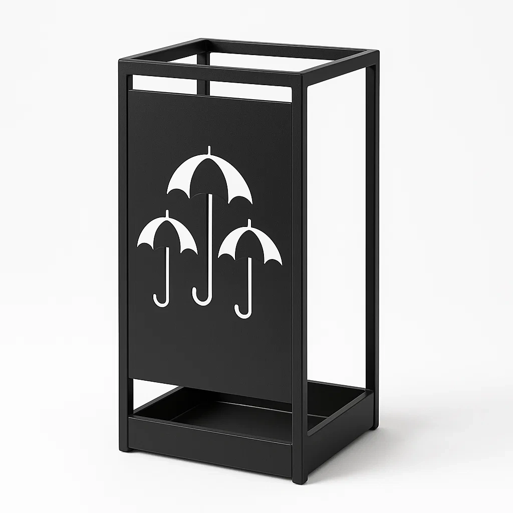 Paragüero Metal Negro con Diseño de Paraguas-Homcrafty