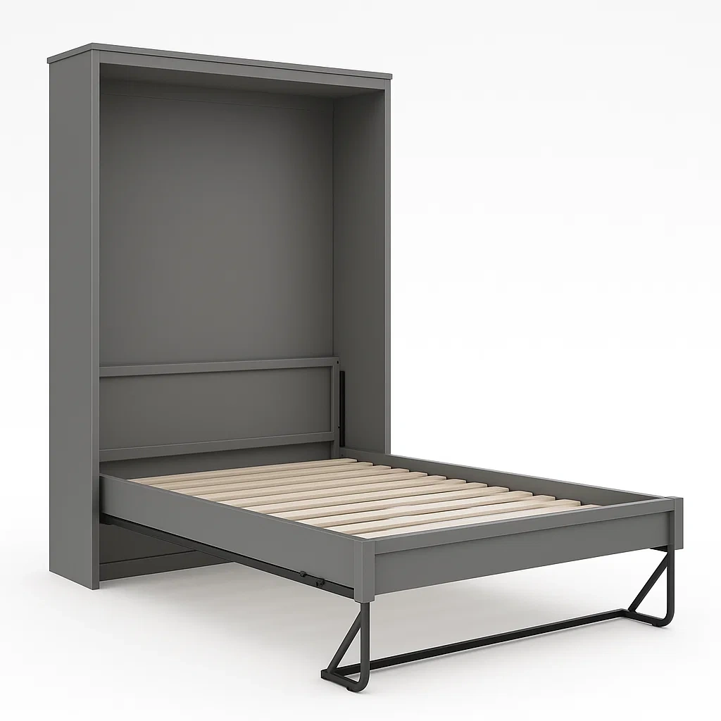 Cama abatible Vertical de Madera Gris-Homcrafty