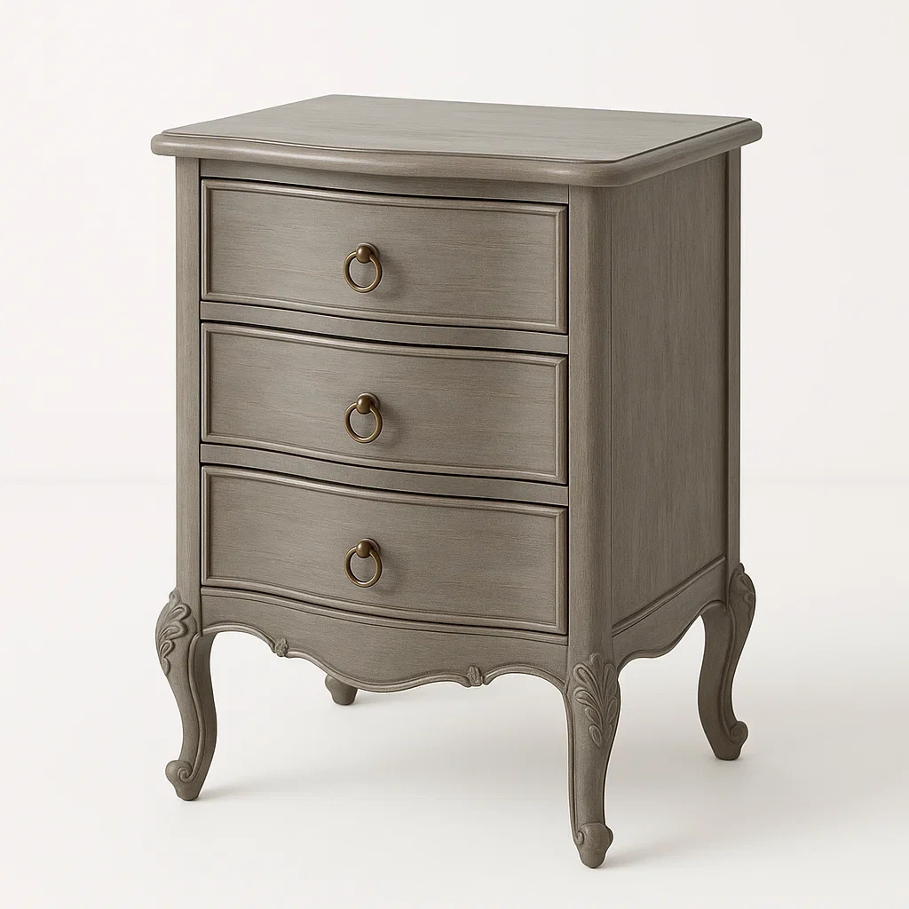 Mesita de noche Madera Gris con 3 Cajones-Homcrafty