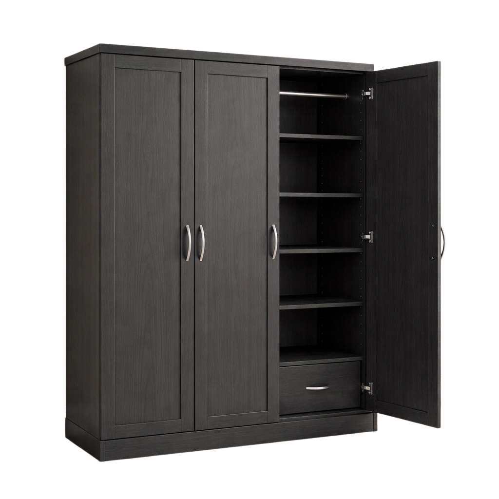 Armario Tres Puertas Madera Contrachapada Gris-Homcrafty