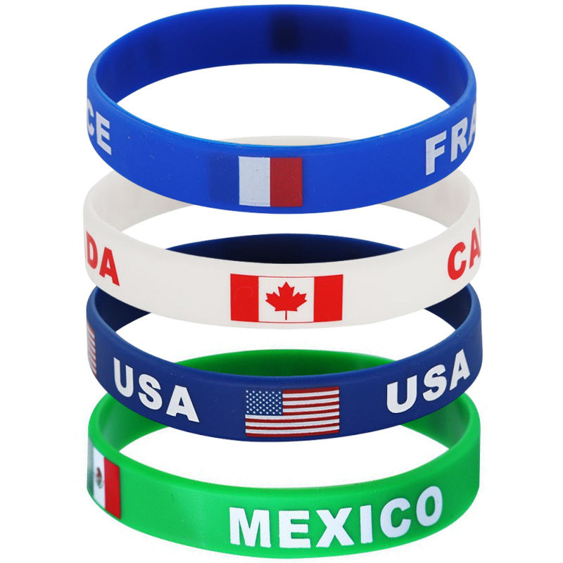 2026 World Cup Silicone Bracelets - USA Canada Mexico Flag Football Wristbands