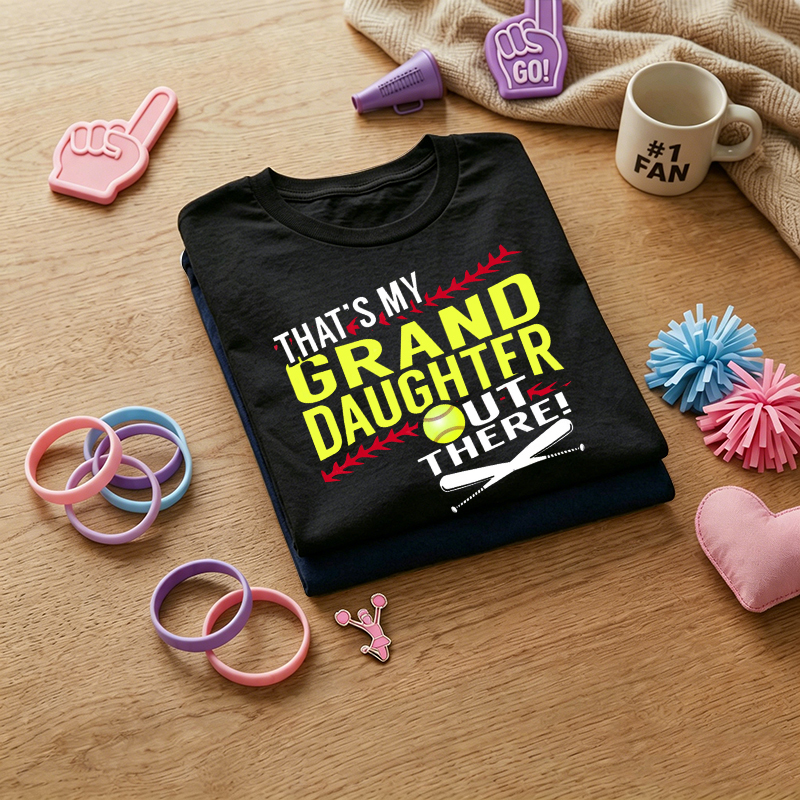 That's My Grand Daughter Out There Funny Softball Grandma 100% Cotton T-Shirt