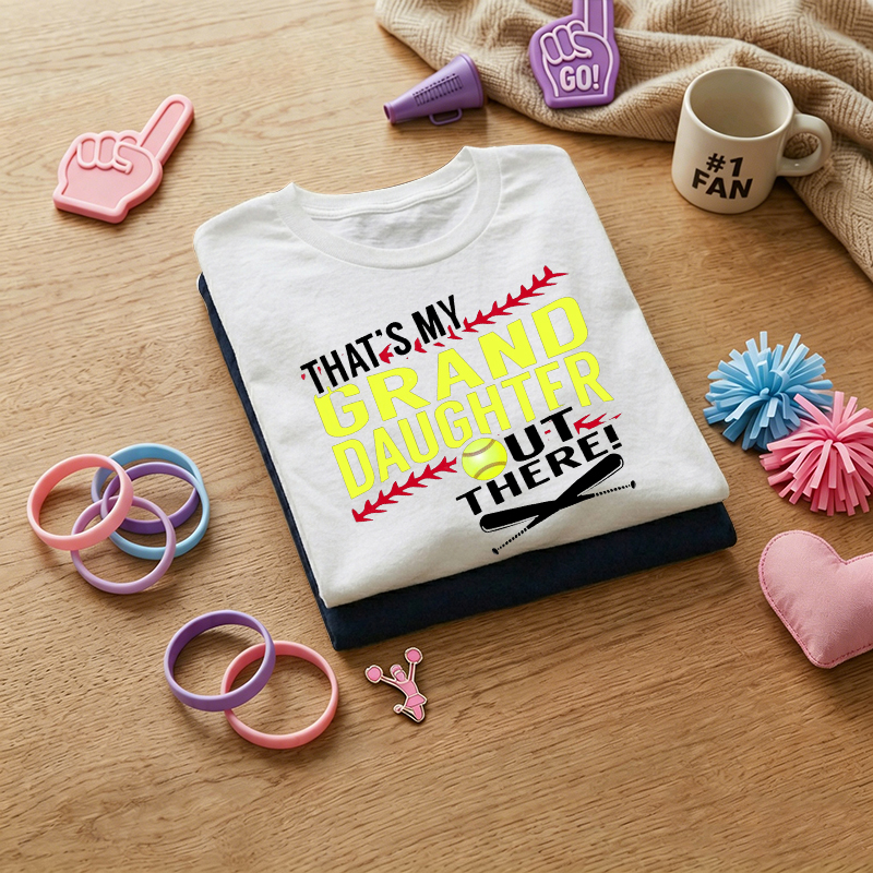 That's My Grand Daughter Out There Funny Softball Grandma 100% Cotton T-Shirt