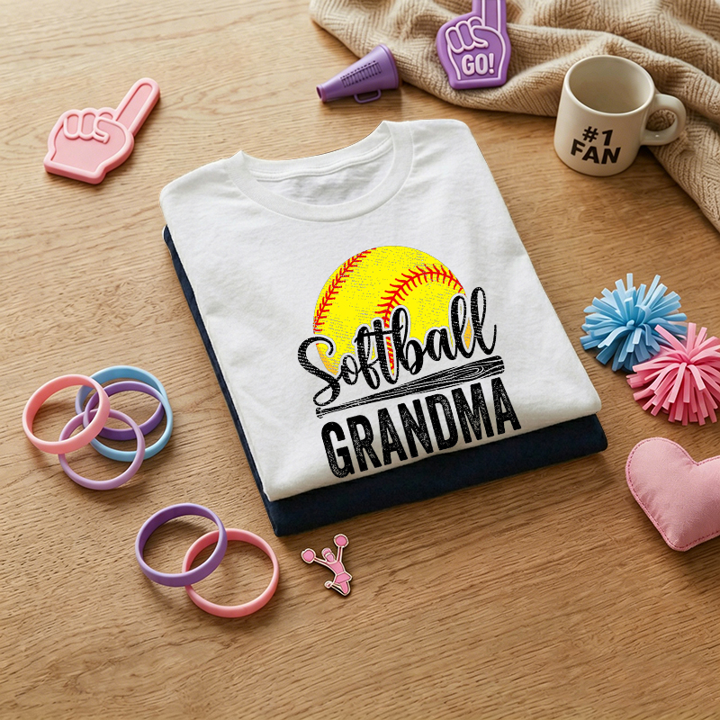 Softball Season Theme Letter Graphic Print Softball Grandma 100% Cotton T-Shirt