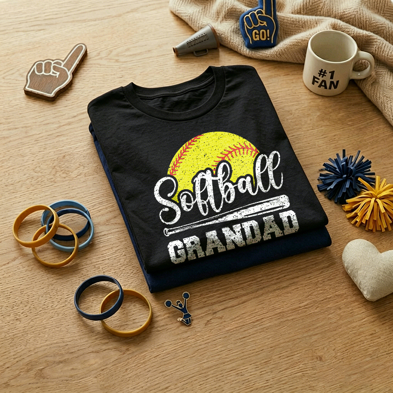 WOMEN'S Softball Season Theme Letter Graphic Print Softball Grandad 100% Cotton T-Shirt