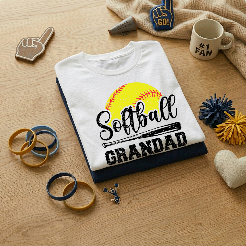 WOMEN'S Softball Season Theme Letter Graphic Print Softball Grandad 100% Cotton T-Shirt